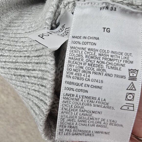 Nautica XL Gray Ribbed Cotton Mens Sweater With Button Collar - Picture 5 of 7